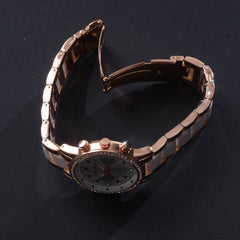 Women Chain Wrist Watch MK Rosegold White