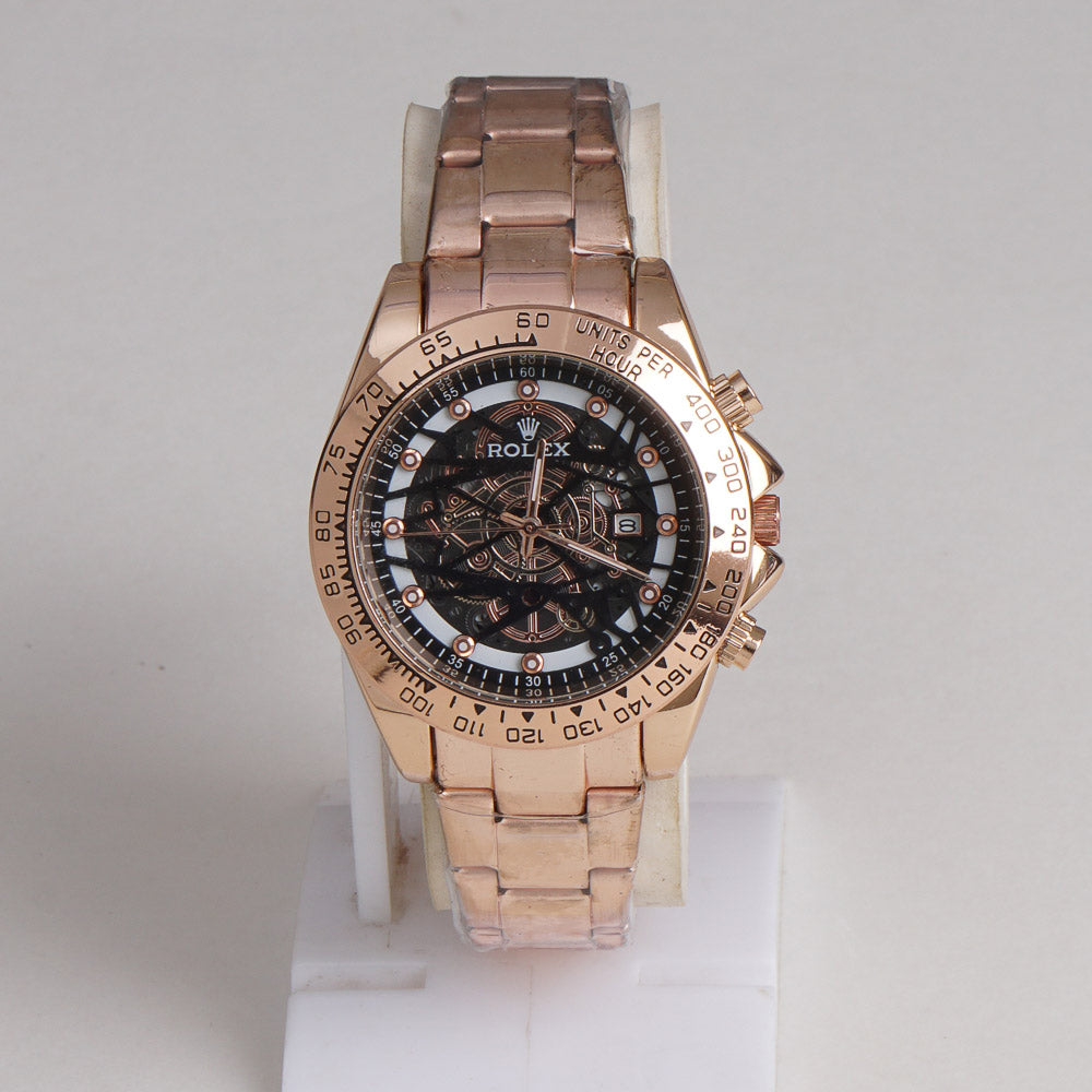 Mens Chain Wrist Watch Rosegold