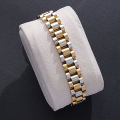 Golden Chain Two Tone Bracelet For Men 12mm