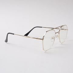 White Shade With Golden Metal Optical Frame For Men & Women