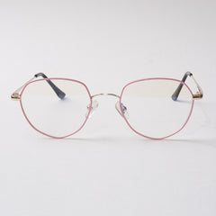Pink Shade With Golden Metal Optical Frame For Men & Women