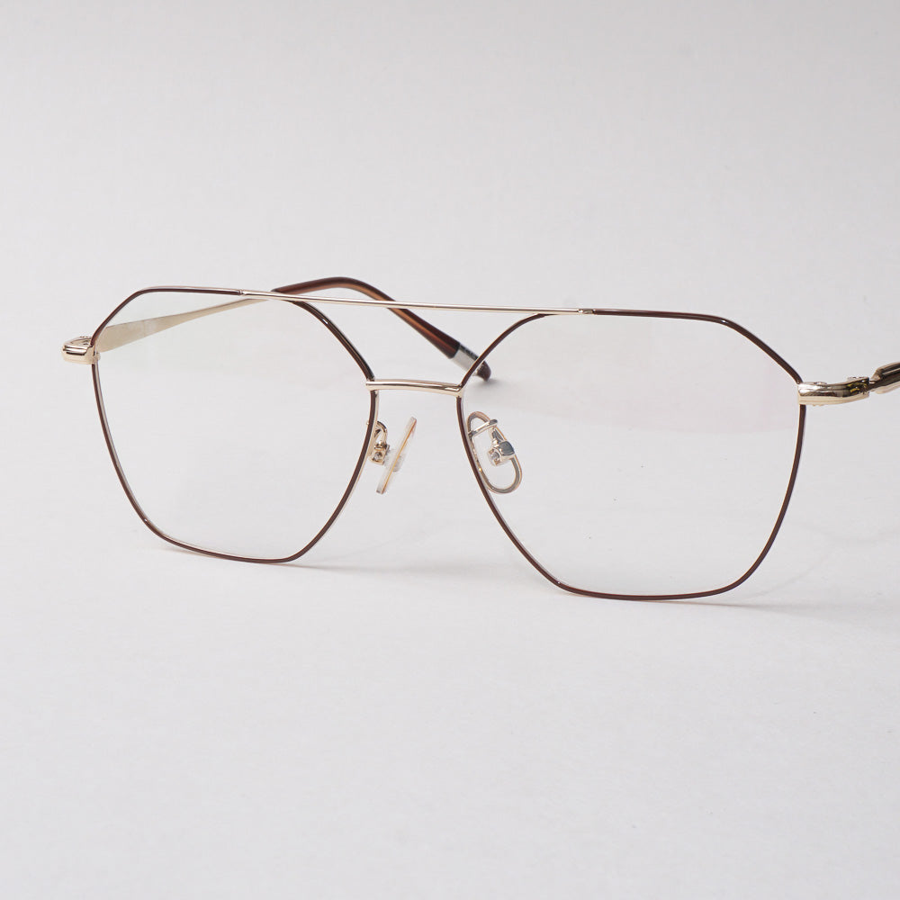 Brown Shade With Golden Metal Optical Frame For Men & Women