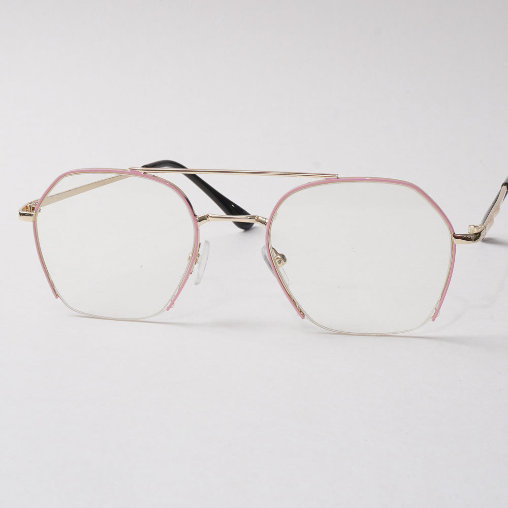 Pink Shade WIth Golden Metal Optical Frame For Men & Women