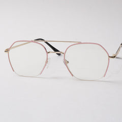 Pink Shade WIth Golden Metal Optical Frame For Men & Women