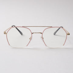 Pink Shade WIth Golden Metal Optical Frame For Men & Women