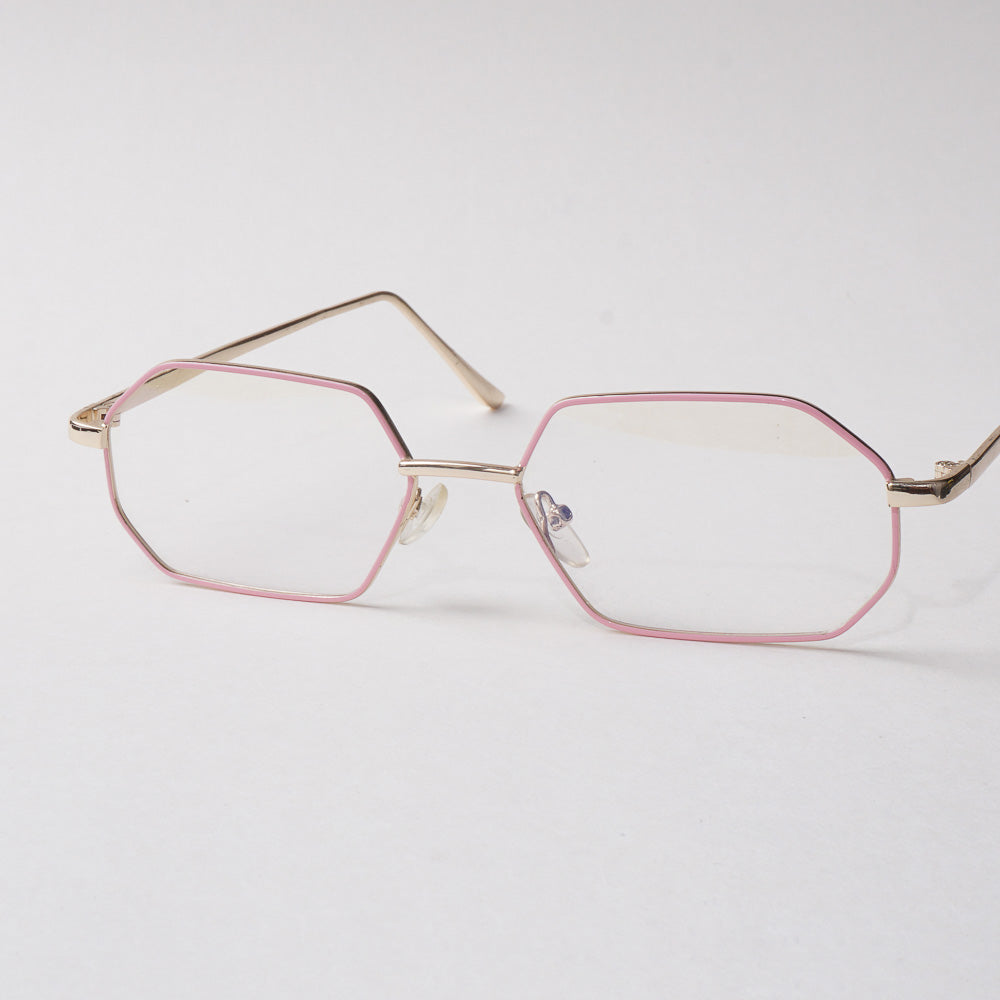 Pink Shade With Golden Metal Optical Frame For Men & Women