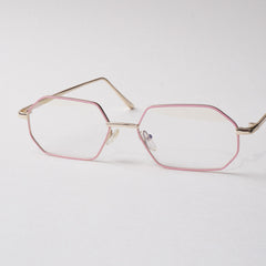 Pink Shade With Golden Metal Optical Frame For Men & Women