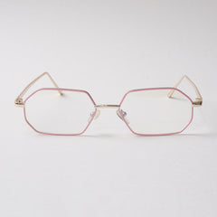 Pink Shade With Golden Metal Optical Frame For Men & Women