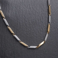 Mens Fancy Chain Necklace 3mm Golden_Silver