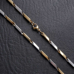 Mens Fancy Chain Necklace 3mm Golden_Silver