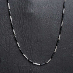 Mens Fancy Chain Necklace 3mm Black_Silver