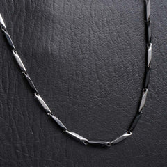 Mens Fancy Chain Necklace 3mm Black_Silver