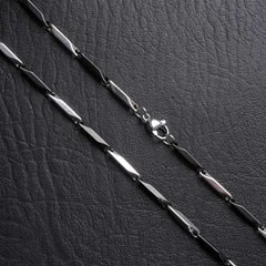 Mens Fancy Chain Necklace 3mm Black_Silver