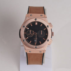 Men Wrist Watch Brown Straps with Rosegold Dial Bl