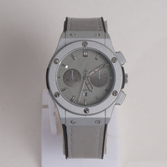 Men Wrist Watch Grey Straps with Silver Dial