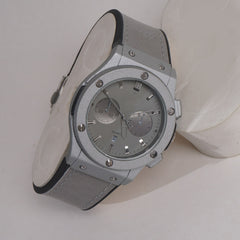 Men Wrist Watch Grey Straps with Silver Dial