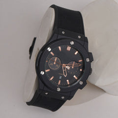 Men Wrist Watch Black Straps with Rosegold Dial