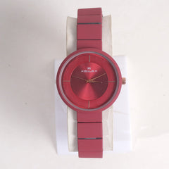 Women Chain Wrist Watch Maroon