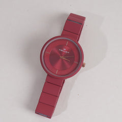 Women Chain Wrist Watch Maroon