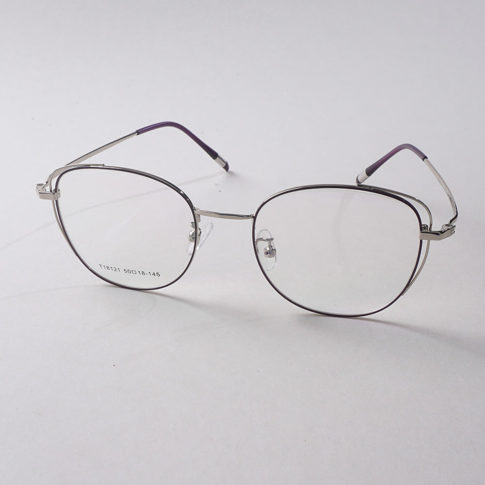 Purple Shade Silver Metal Optical Frame For Men & Women