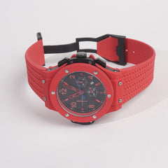 Men Casual Watch Red Dial with Red Strap