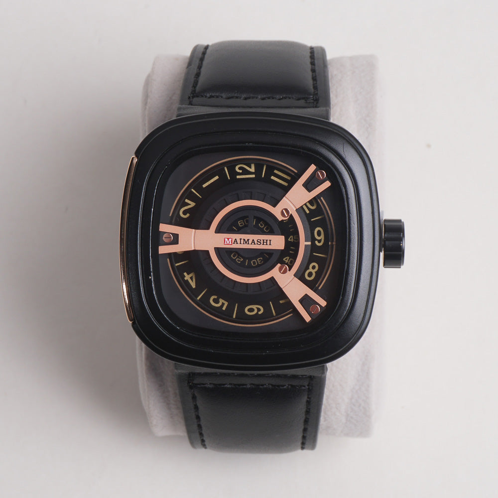 Men Maimashi Watch Black Dial with Black Strap