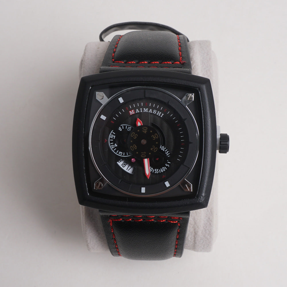 Men Maimashi Watch Black Dial With Black Strap