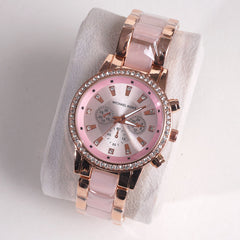 Women Chain Wrist Watch MK Rosegold Pink