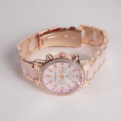 Women Chain Wrist Watch MK Rosegold Pink