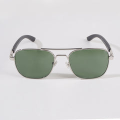 Silver Frame Sunglasses with Green Shade