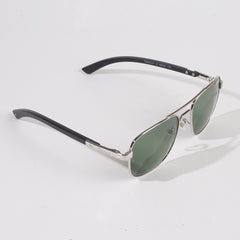 Silver Frame Sunglasses with Green Shade