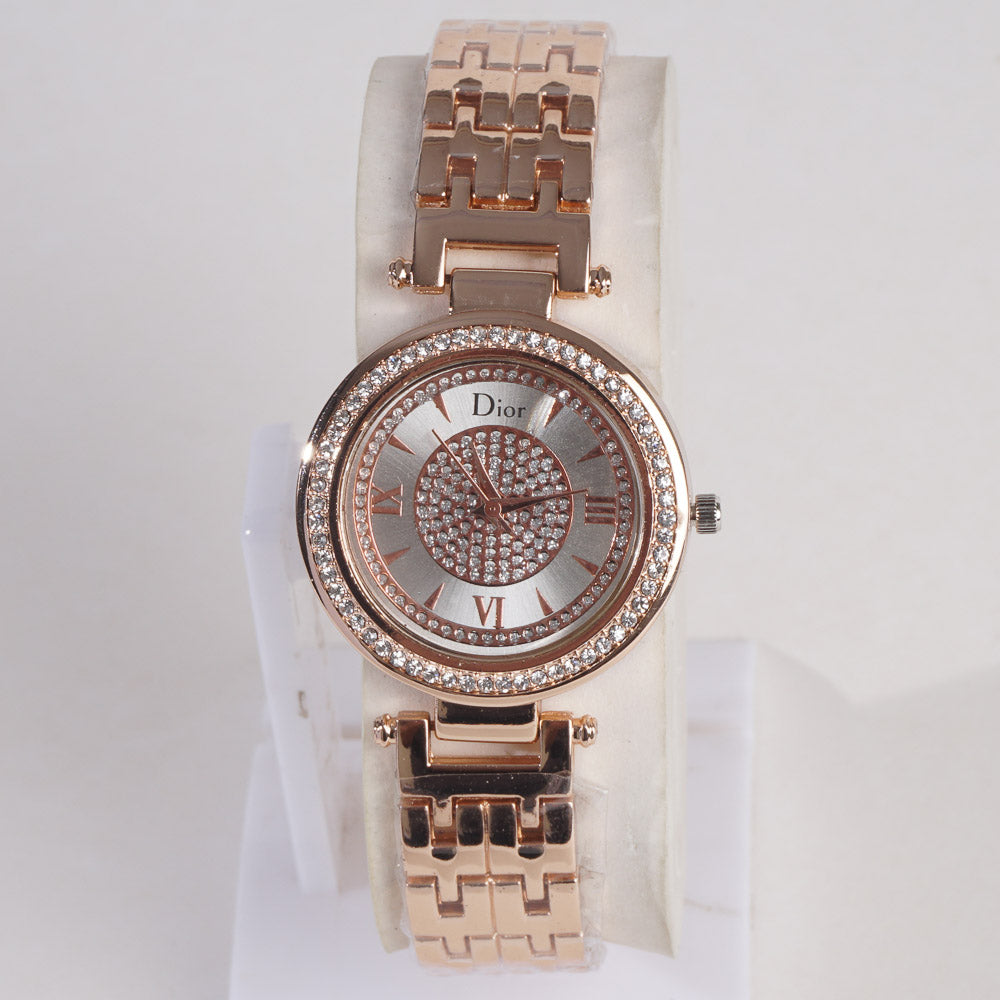 Women Stylish Chain Wrist Watch Rosegold