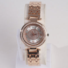 Women Stylish Chain Wrist Watch Rosegold