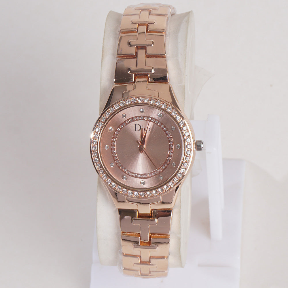 Women Stylish Chain Wrist Watch Rosegold