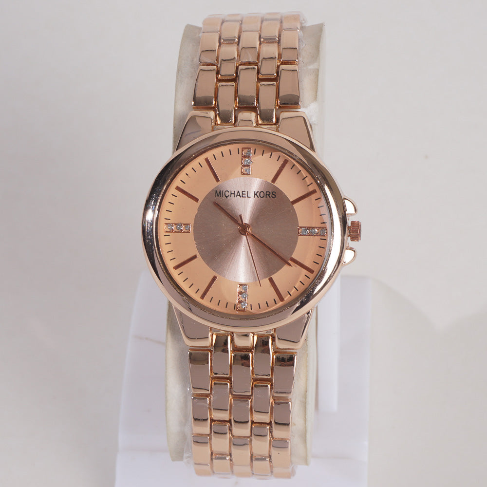 Women Stylish Chain Wrist Watch Rosegold
