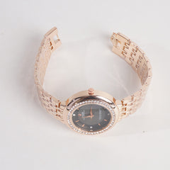 Women Chain Wrist Watch Rosegold With Black Dial R