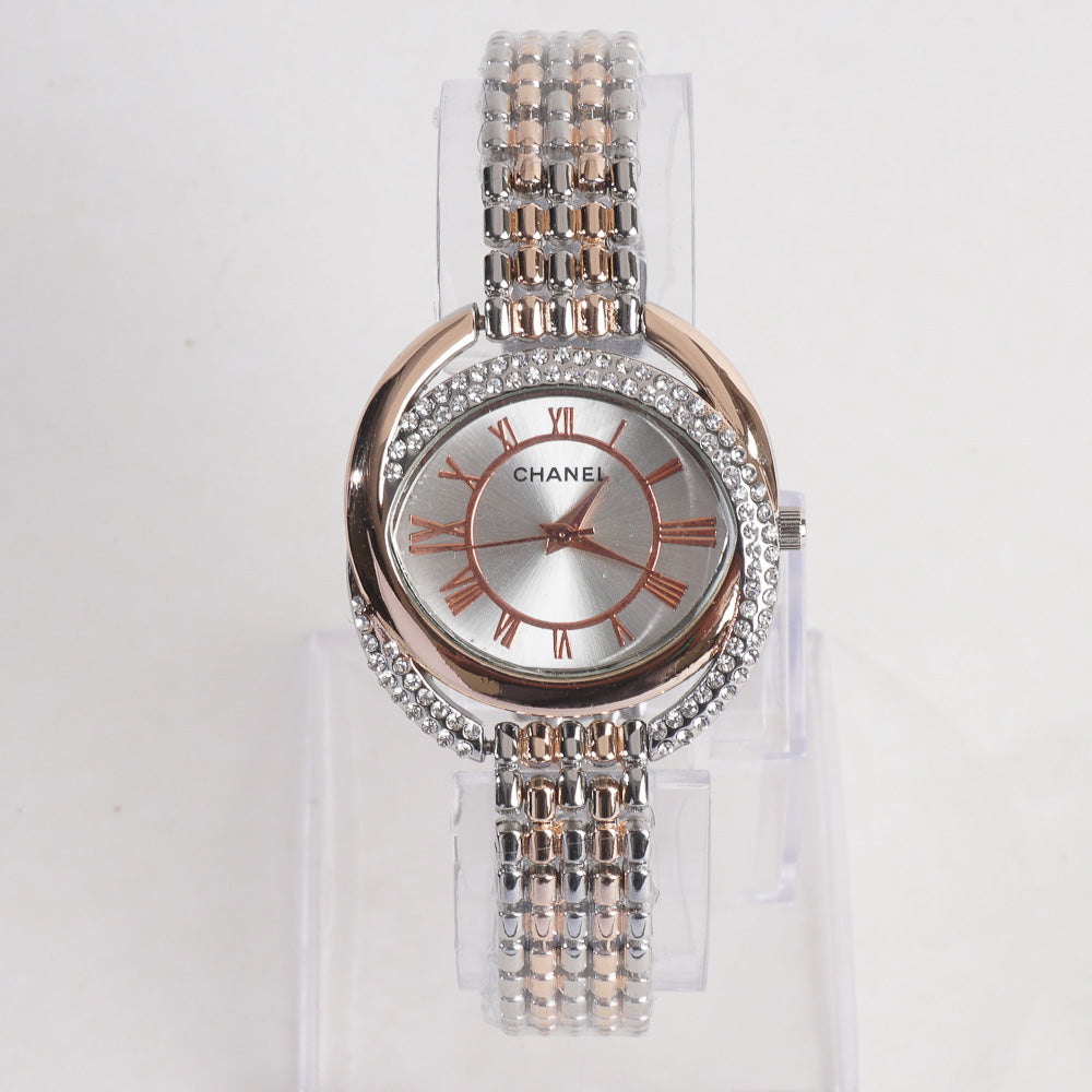 Women Chain Wrist Watch Two Tone With White Dial C