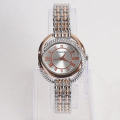 Women Chain Wrist Watch Two Tone With White Dial C