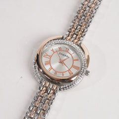 Women Chain Wrist Watch Two Tone With White Dial C