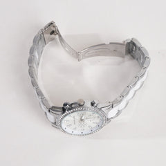 Women Chain Wrist Watch MK Silver White
