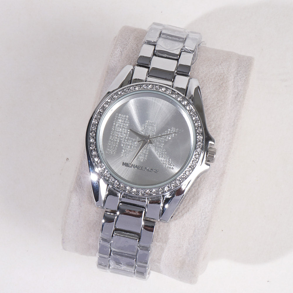 Women Chain Wrist Watch Silver MK
