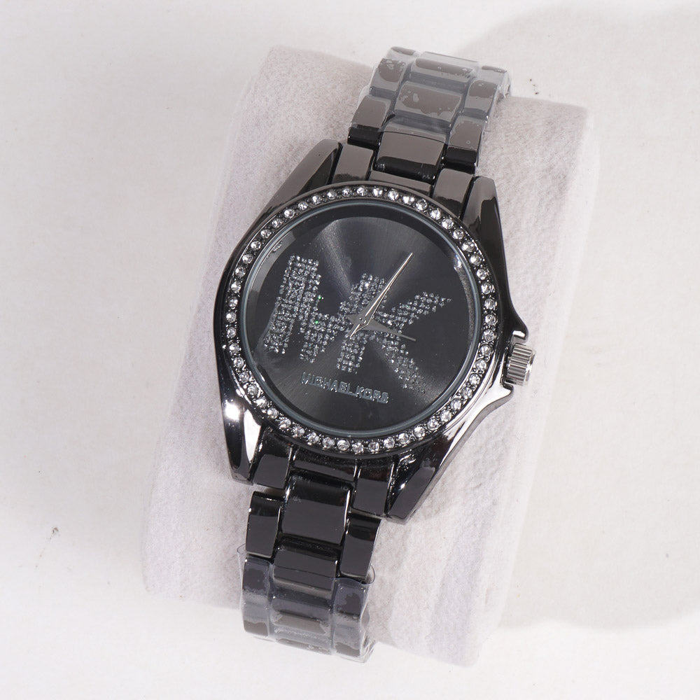 Women Chain Wrist Watch Black MK