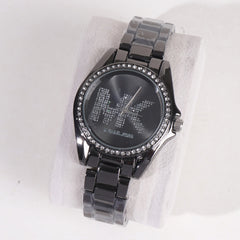 Women Chain Wrist Watch Black MK