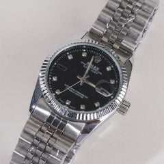 Women Chain Wrist Watch Silver R Black