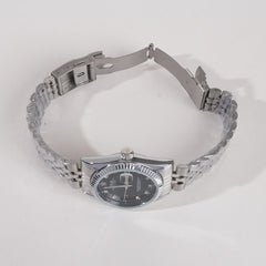 Women Chain Wrist Watch Silver R Black