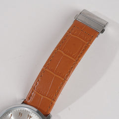 Men Wrist Watch Silver Dial With Orange Strap Ct
