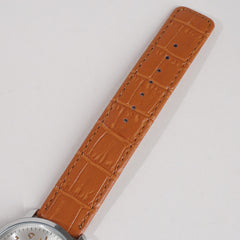 Men Wrist Watch Silver Dial With Orange Strap Ct