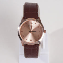 Men Wrist Watch Rosegold Dial With Maroon Strap C