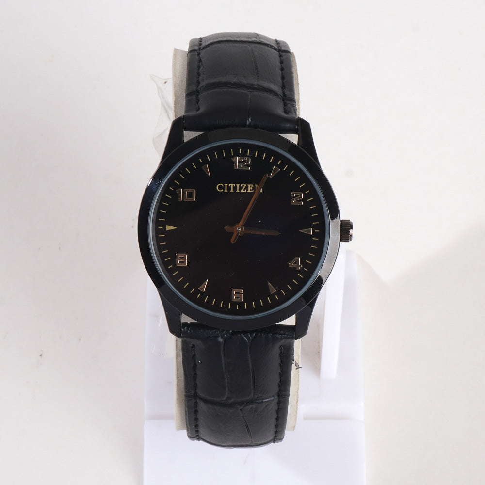 Men Wrist Watch Black Dial With Black Strap C