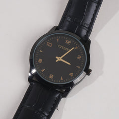 Men Wrist Watch Black Dial With Black Strap C